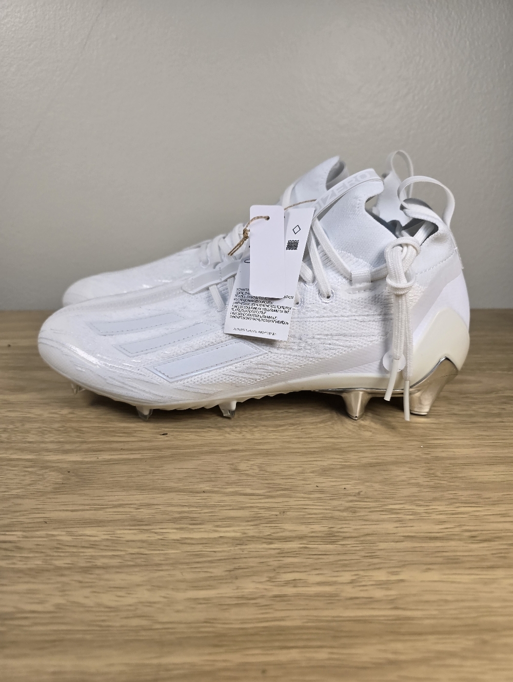 Adidas Adizero Primeknit Football Cleats White Silver Metallic Men’s Sizes